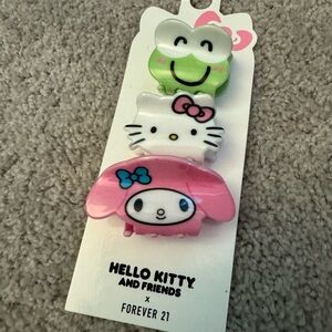 NWT Hello Kitty & Friends Hair Clip Set - 3 pack, My Melody Keroppi